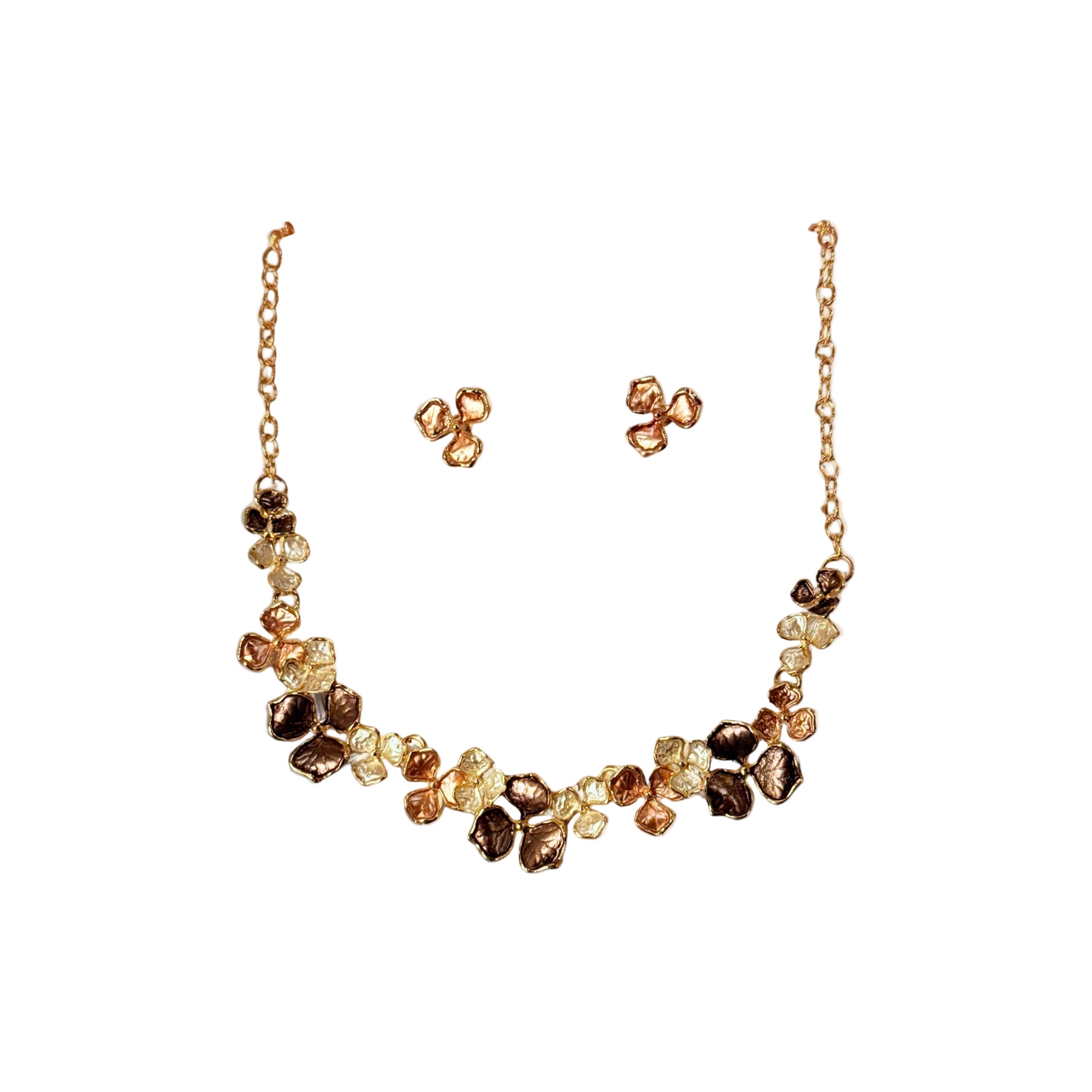 Multi-coloured necklace and earring set