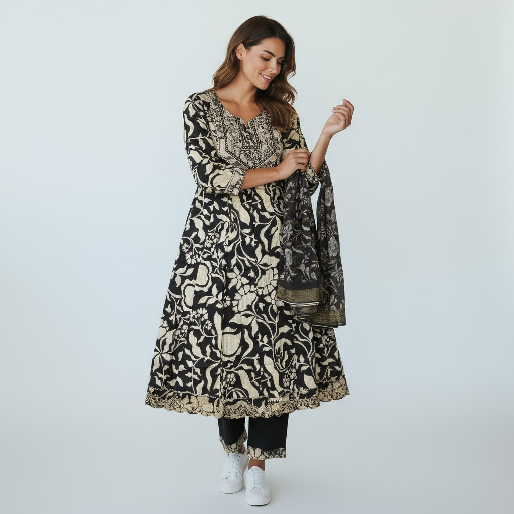 Anarkali suit with plazo set