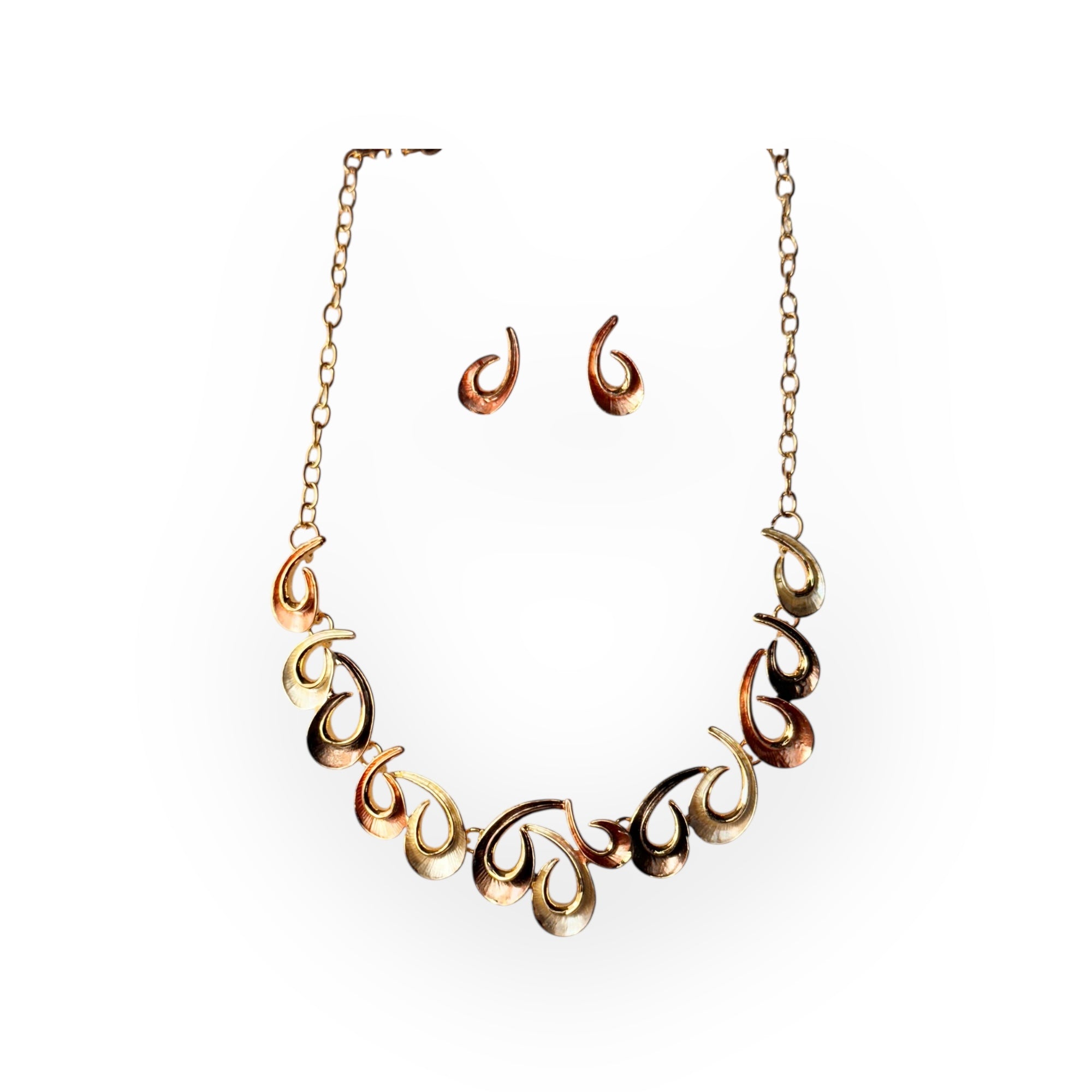 Multi-coloured necklace and earring set