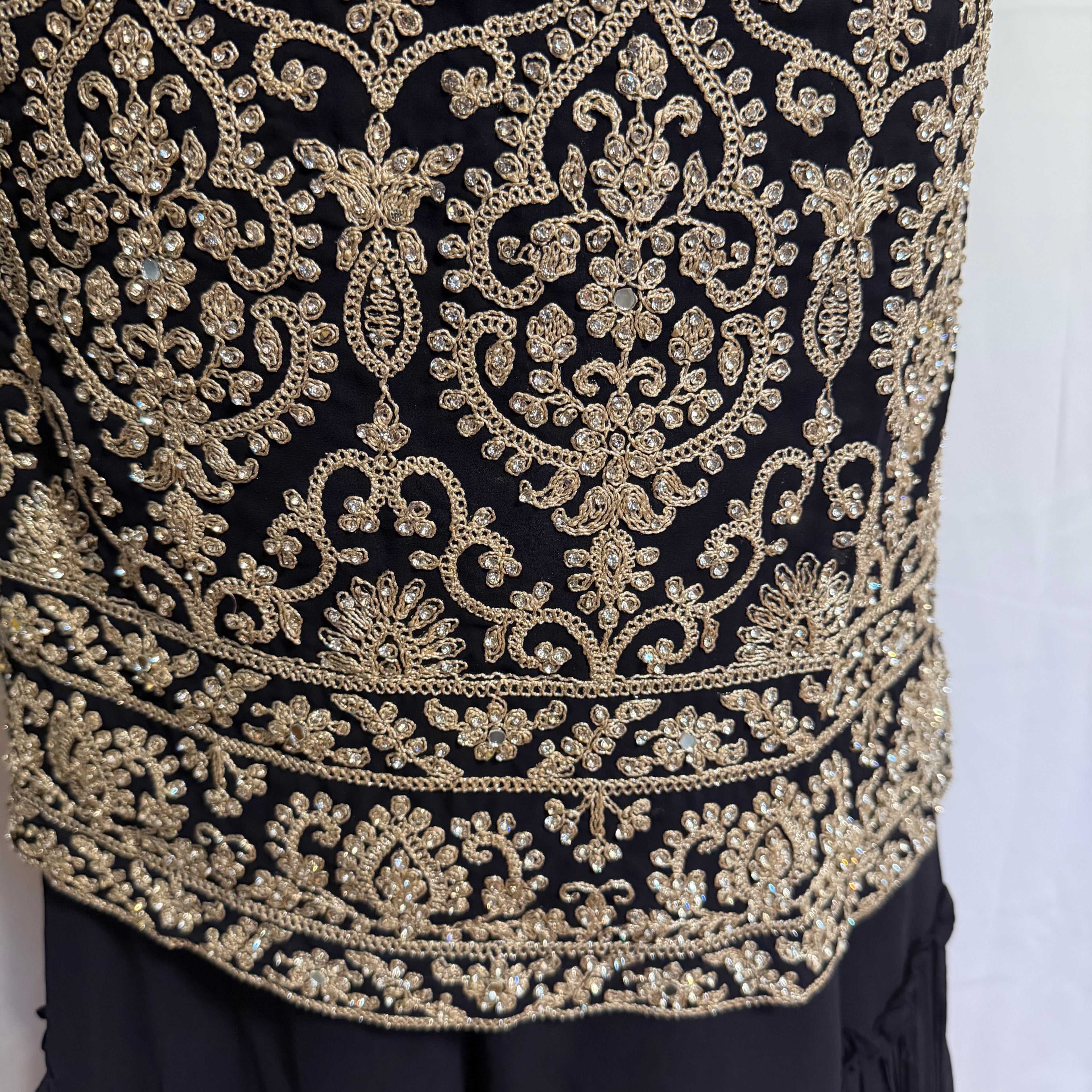 Partywear dress with palazzo and duptta color Dark blue  - fabric georgette