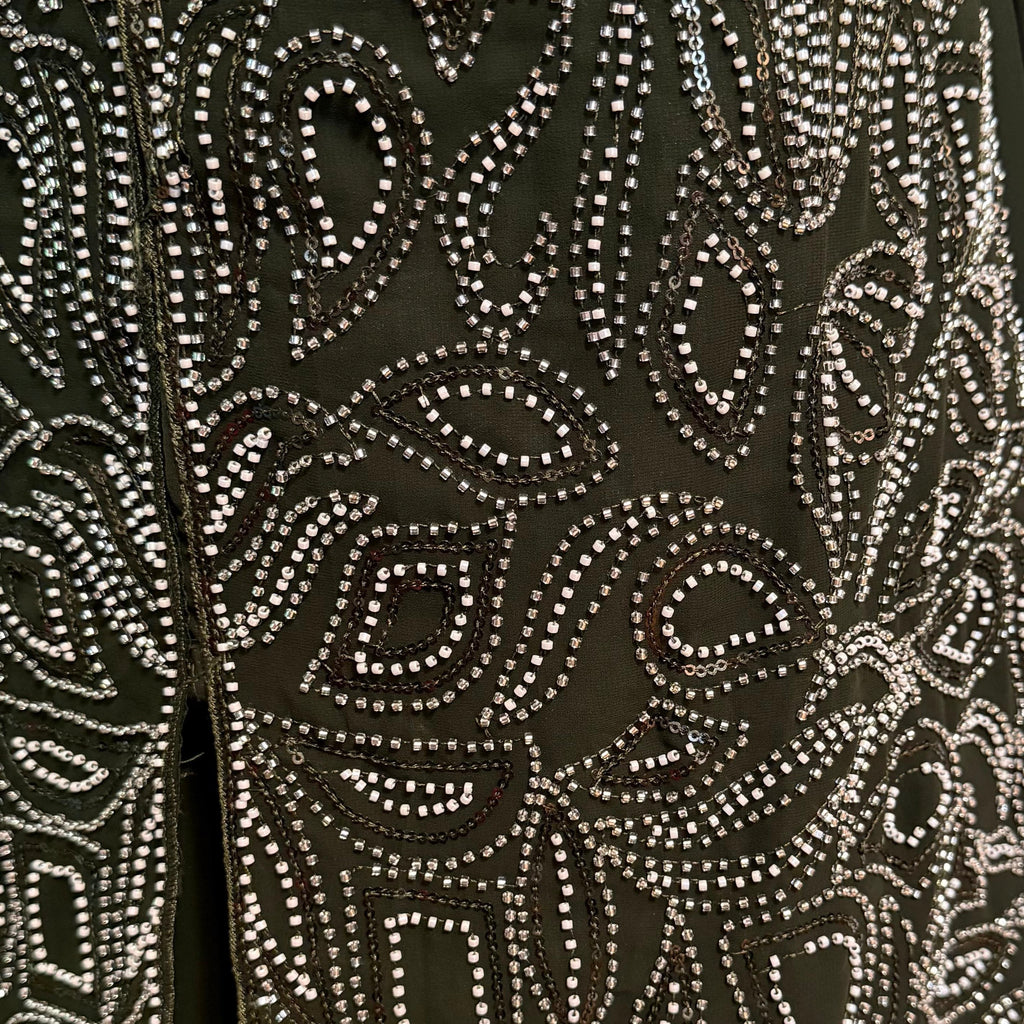Dark Green color Palazzo suit with katdana handwork and duptta - fabric georgette