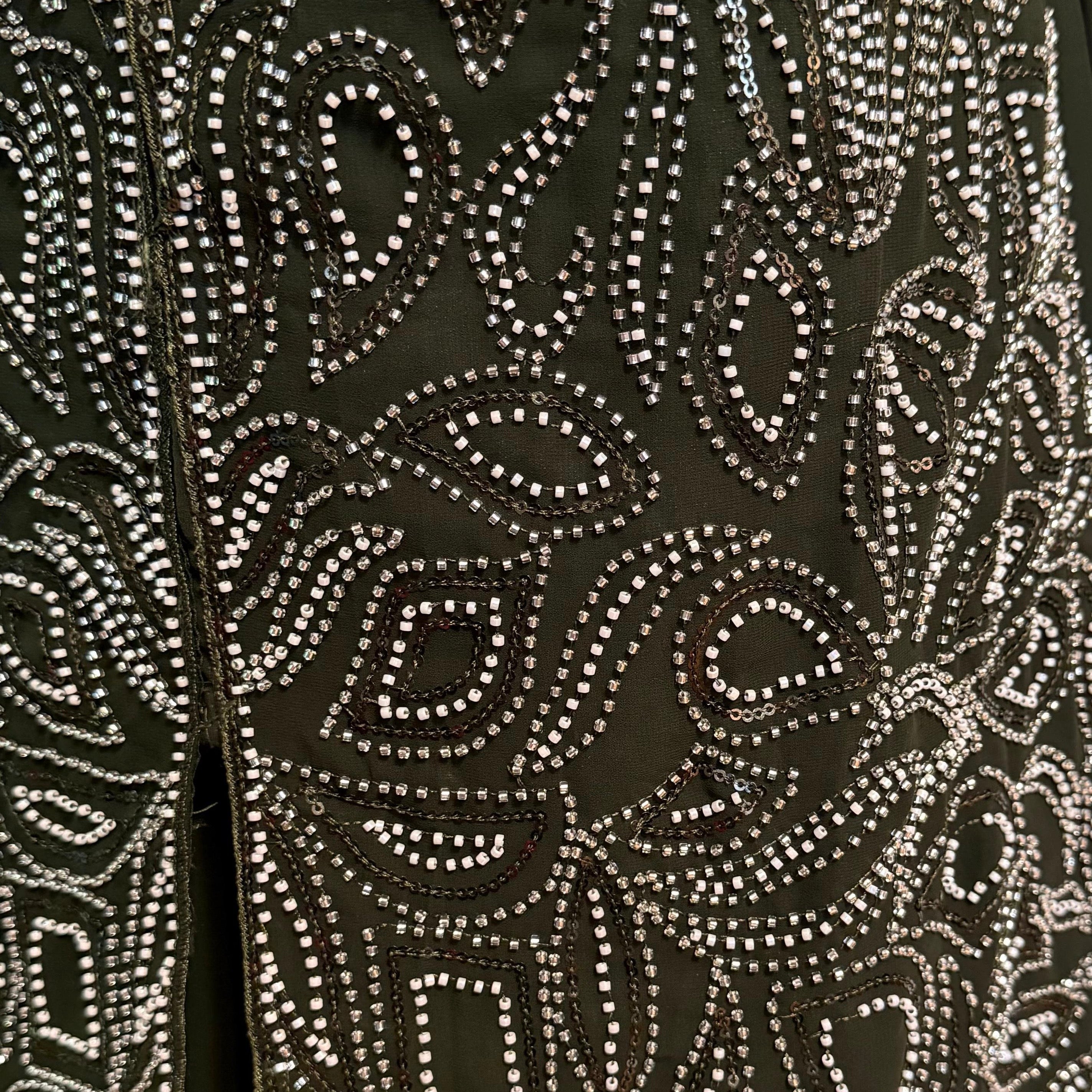 Dark Green color Palazzo suit with katdana handwork and duptta - fabric georgette