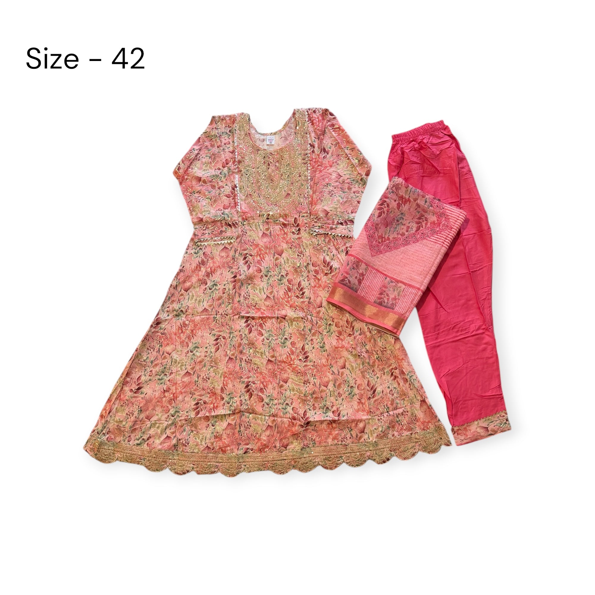 Anarkali suit set with straight plazo