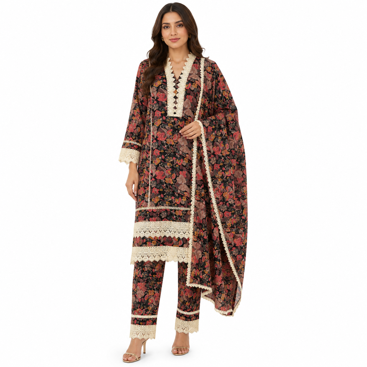 3 piece rayon cotton suit
